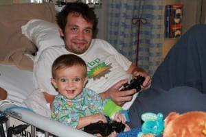 Riley and his dad enjoying a fun afternoon of video games!